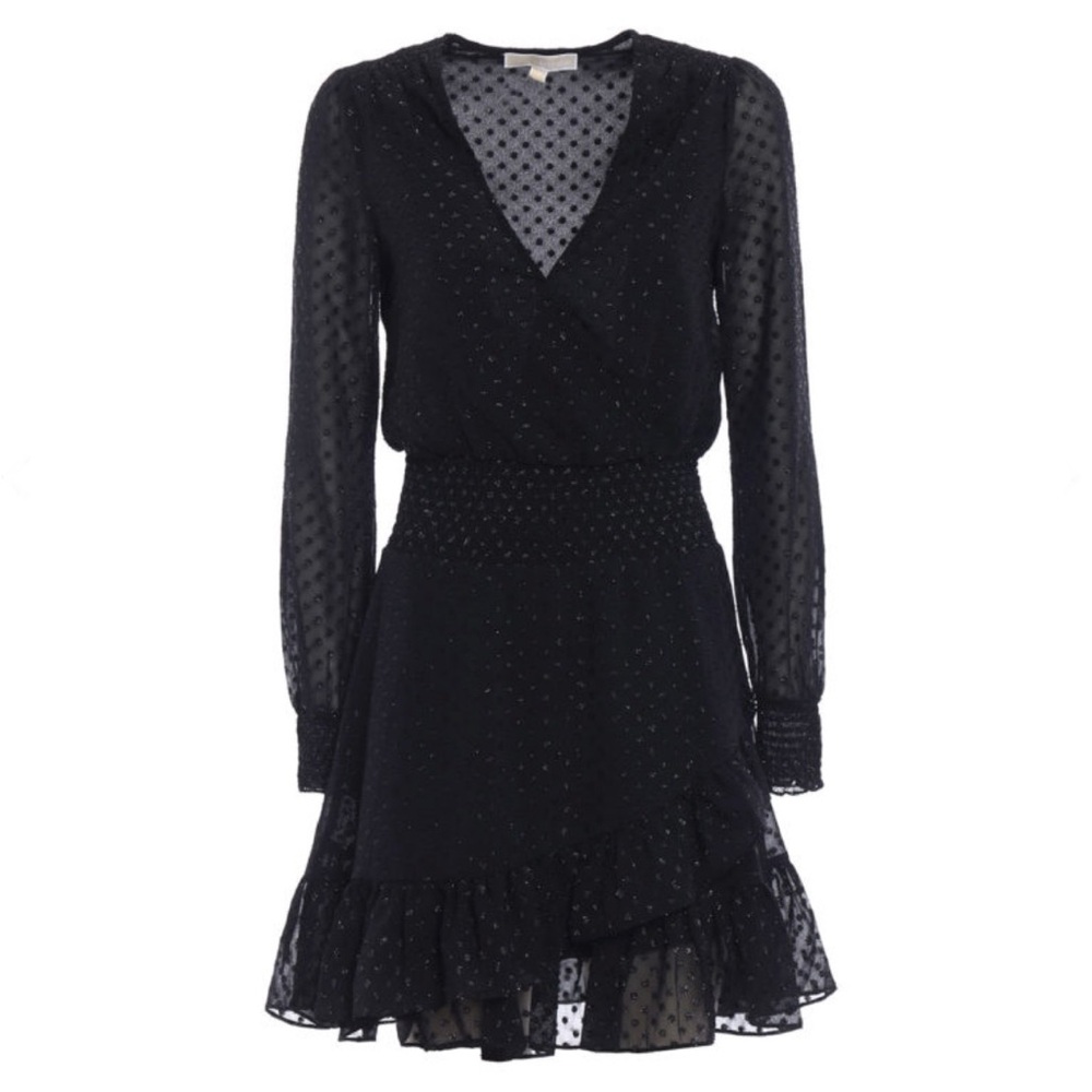NWT Michael Kors- Black Long Sleeve Swiss Dot Dress